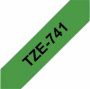 Brother Labeltape P-touch TZE-741 18mm zwart op groen - Thumbnail 2