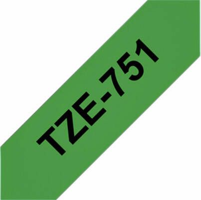 Brother Labeltape P-touch TZE-751 24mm zwart op groen - Foto 2