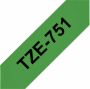 Brother Labeltape P touch TZE 751 24mm zwart op groen - Thumbnail 2