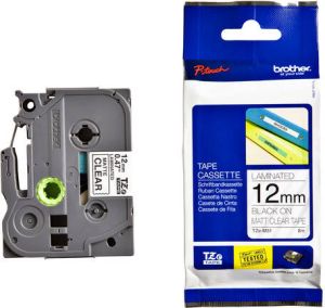 Brother Labeltape P-touch TZE-M31 12mm zwart op mat transparant