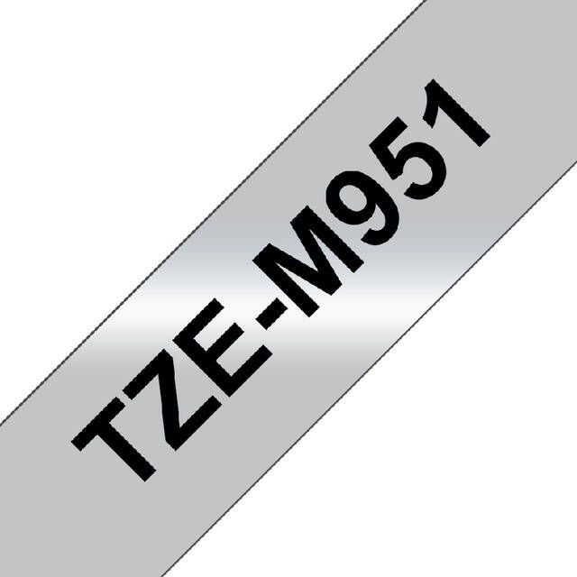 Brother Labeltape P-touch TZE-M951 24mm zwart op zilver - Foto 1