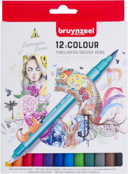 Bruynzeel Fineliner Brush pen Creatives set 12 kleuren