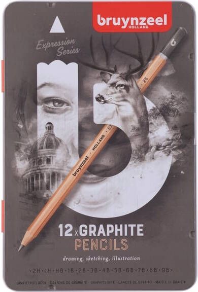 Bruynzeel Grafietpotlood Expression setà 12 hardheden grijs