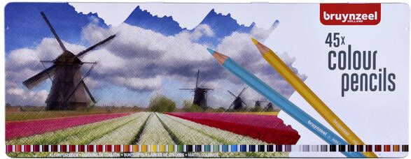 Bruynzeel kleurpotloden &apos;Molen&apos; doos met 45 potloden in geassorteerde kleuren