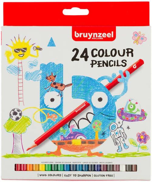 Bruynzeel Kids kleurpotloden set van 24 stuks in geassorteerde kleuren