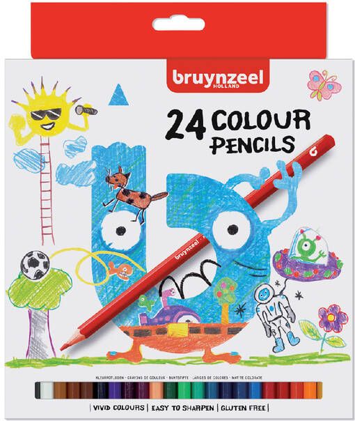Bruynzeel Kids kleurpotloden set van 24 stuks in geassorteerde kleuren