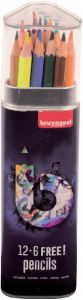 Bruynzeel Kleurpotloden Teens 12+6stuks blauw blik assorti