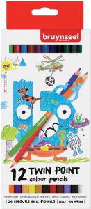Bruynzeel Kids kleurpotloden Twin Point set van 12 stuks in geassorteerde kleuren