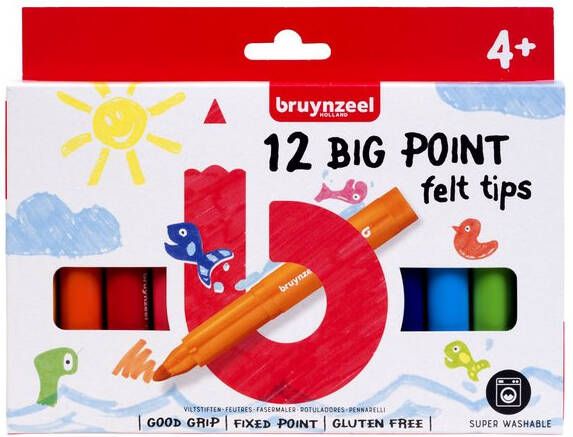 Bruynzeel Kids viltstiften Big Point set van 12 stuks assorti