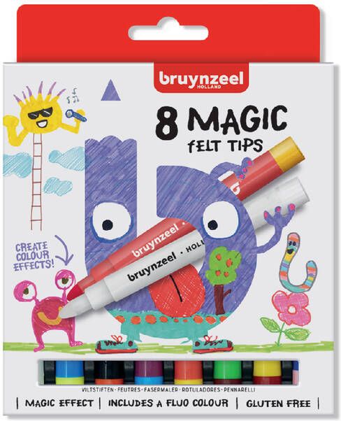 Bruynzeel Viltstift Kids Magic Points blisterÃƒ 8 stuks assorti