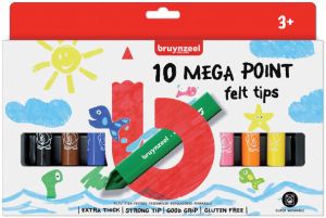 Bruynzeel Kids viltstiften Mega Point blister van 10 geassorteerde kleuren