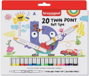 Bruynzeel Kids viltstiften Twin Point set van 20 stuks in geassorteerde kleuren