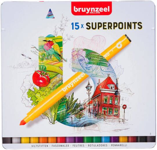 Bruynzeel Viltstift Expression super points blik Ã  15 stuks assorti