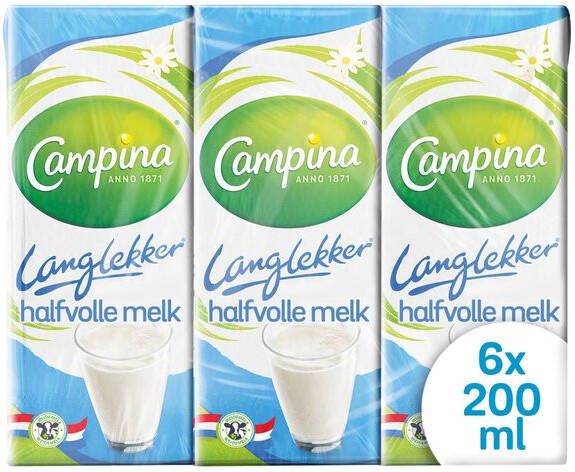 Campina Melk LangLekker halfvol 20cl 6 stuks
