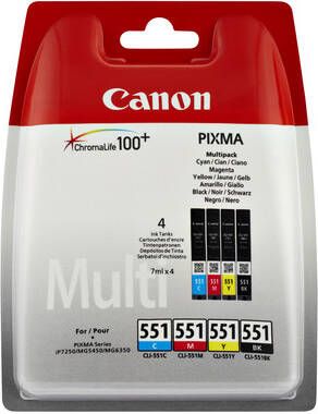 Canon Inktcartridge CLI-551 zwart + 3 kleuren