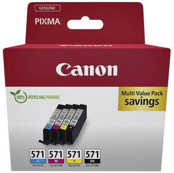 Canon Inktcartridge CLI-571 zwart + 3 kleuren
