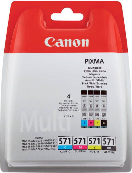 Canon Inktcartridge CLI-571 zwart + 3 kleuren