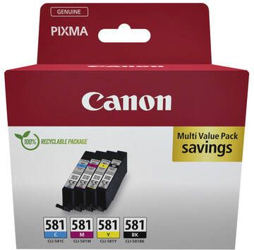 Canon Inktcartridge CLI-581 zwart + 3 kleuren