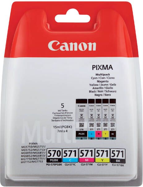 Canon Inktcartridge PGI-570 + CLI-571 2x zwart + 3 kleuren