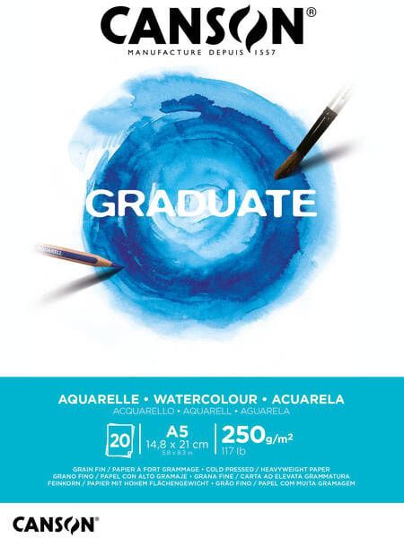 Canson Aquarelblok Graduate A5 250gr 20 vel