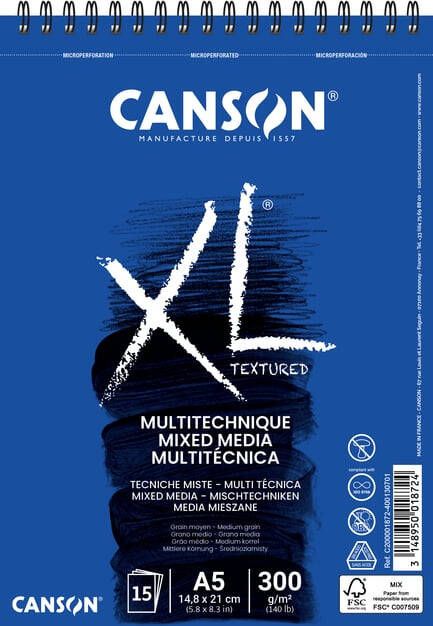 Canson Aquarelblok XL A5 15V 300gr spiraal