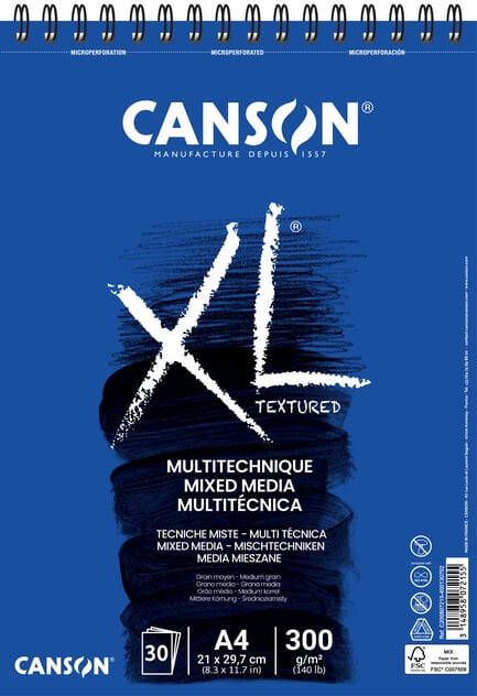Canson Aquarelblok XL Mix Media A4 300gr 30vel spiraal 30 vel