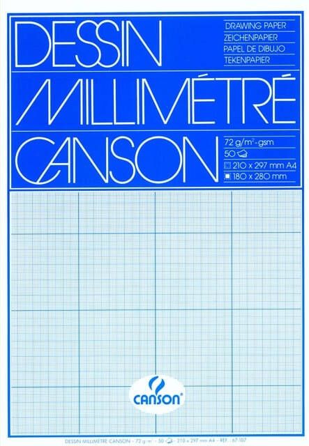 Canson Millimeterblok A4 blauw 50 vel