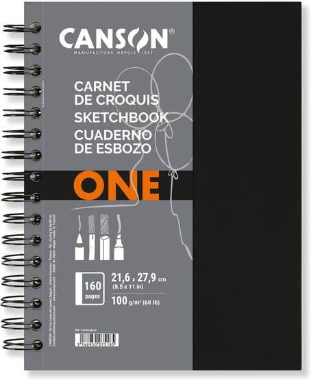 Canson Schetsboek Art Book One spiraalgebonden 80vel 100gr 216x279mm wit