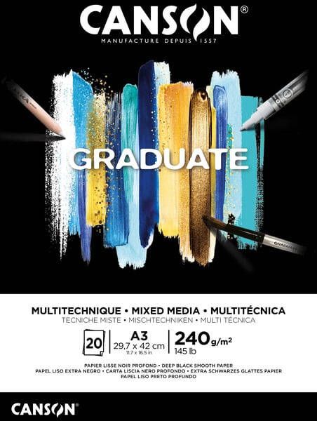 Canson Tekenblok Graduate Mixed Media black paper A3 20vel 240gr