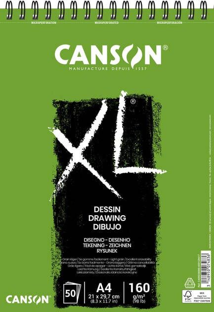 Canson Tekenblok XL Dessin A4 160gram 50vel spiraal
