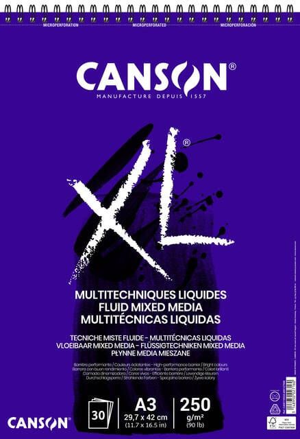 Canson Tekenblok XL Fluid Mixed Media A3 30vel 250gr