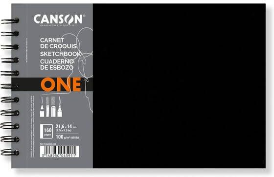 Canson Tekenboek One Art Book 80 witte vellen 100gr 216x140mm zwart