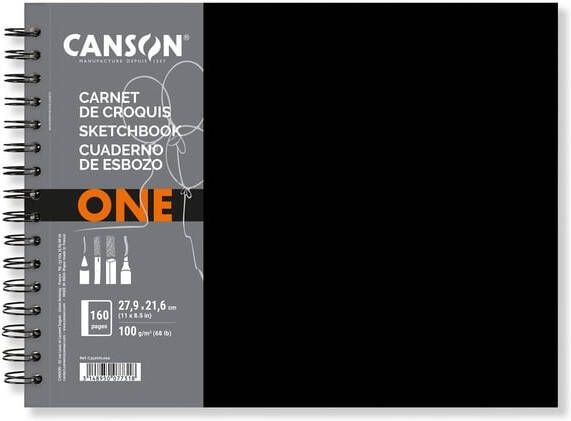 Canson Tekenboek One Art Book 80 witte vellen 100gr 279x216mm zwart