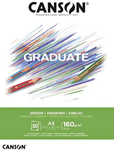 Canson Tekenpapier Graduate Drawing 30vel 160gr A3 helderwit