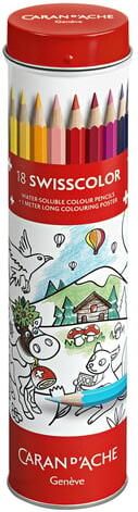 Caran d'ache Kleurpotlood Swisscolor met poster koker Ã  18 kleuren