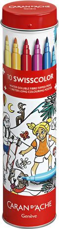 Caran d'ache Viltstift Swisscolor met poster koker Ã  10 kleuren