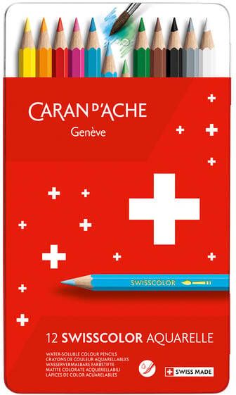 Caran d'ache Kleurpotloden Swisscolor aquarel 12 stuks assorti