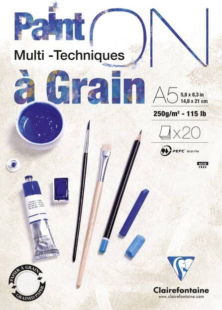 Clairefontaine Tekenblok Paint On A5 gekorreld 20 vel 250gr
