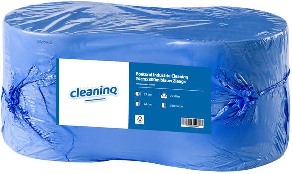 Cleaninq Poetsrol Industrie 24cmx300m blauw 2l