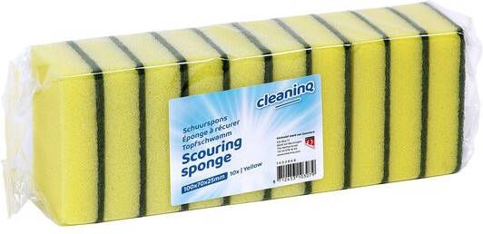Cleaninq Schuurspons geel groen 100x70x25mm 10 stuks