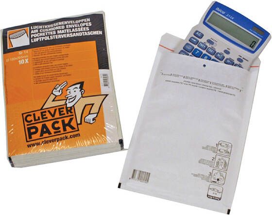 Cleverpack luchtkussenenveloppen ft 230 x 340 mm met stripsluiting wit pak van 10 stuks - Foto 3