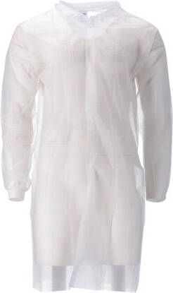 CMT Bezoekersjas XL non-woven drukknopen 104cm lang PP wit 100 stuks