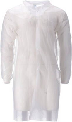 CMT Bezoekersjas XXL non-woven drukknopen 104cm lang PP wit 100 stuks