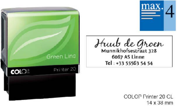 Colop Tekststempel 20 green line personaliseerbaar 4regels 38x14mm