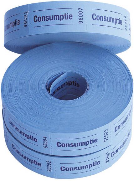 Combicraft Consumptiebon 57x30mm 2-zijdig 2x1000 stuks blauw