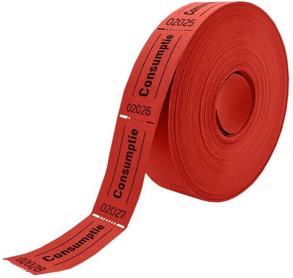 Combicraft Consumptiebon 57x30mm 2-zijdig 2x1000 stuks rood