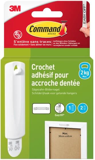 Command fotolijststrip voor haak met zaagtanden draagvermogen 2 3 kg wit blisterverpakking - Foto 2