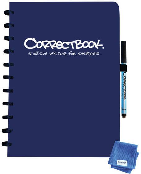 Correctbook Notitieboek uitwisbaar en herbruikbaar A4 blanco marine blauw