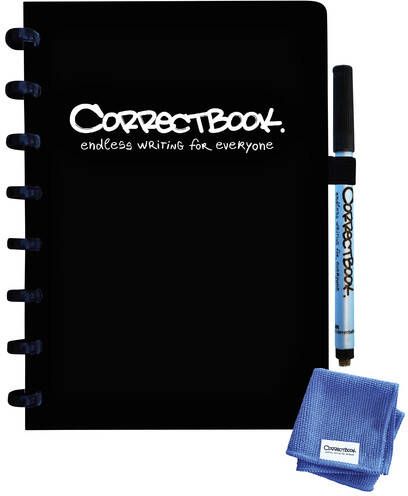 Correctbook A5 Original: uitwisbaar herbruikbaar notitieboek blanco Ink Black (zwart)