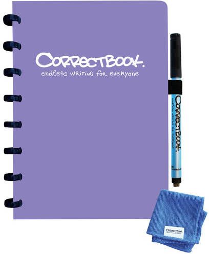 Correctbook A5 Original: uitwisbaar herbruikbaar notitieboek blanco Petunia Purple (paars)